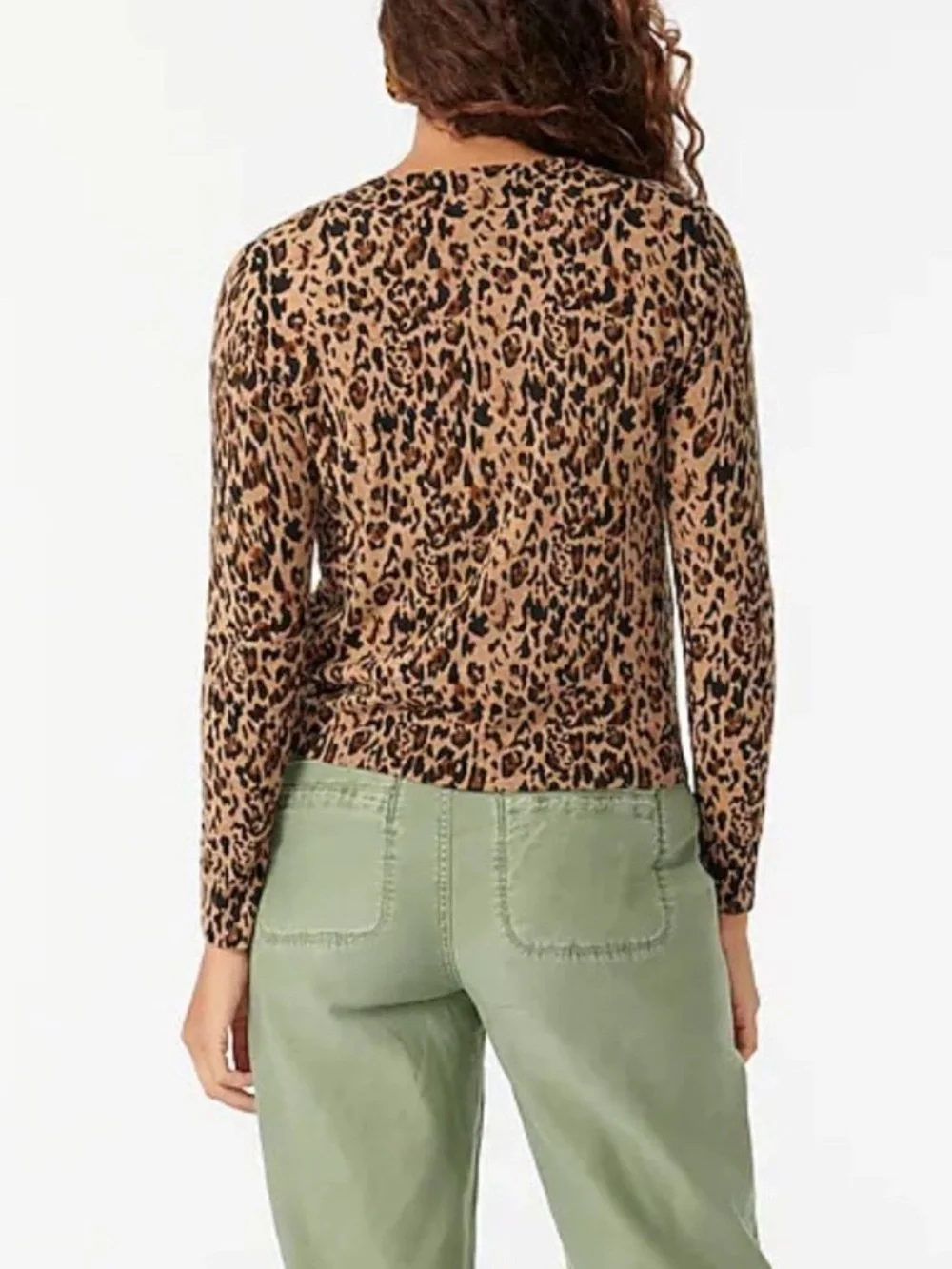 J. Crew Cashmere Animal Print Cardigan Sweater XL